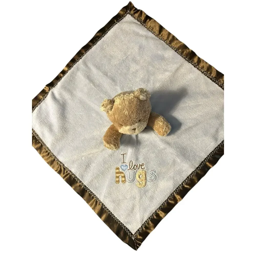 Carter's CHILD OF MINE Blue Brown I LOVE HUGS Bear Lovey Baby Security Blanket